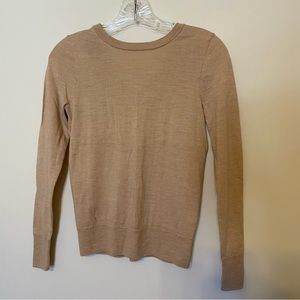 Tan J.Crew sweater with button down back
